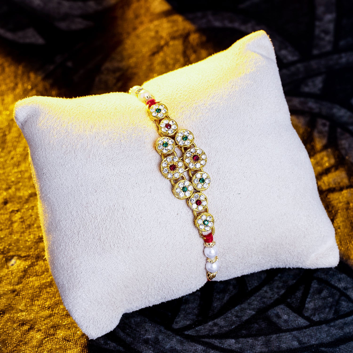 Sukkhi Glorious Gold Plated Rakhi with Roli Chawal and Raksha Bandhan Greeting Card For Men