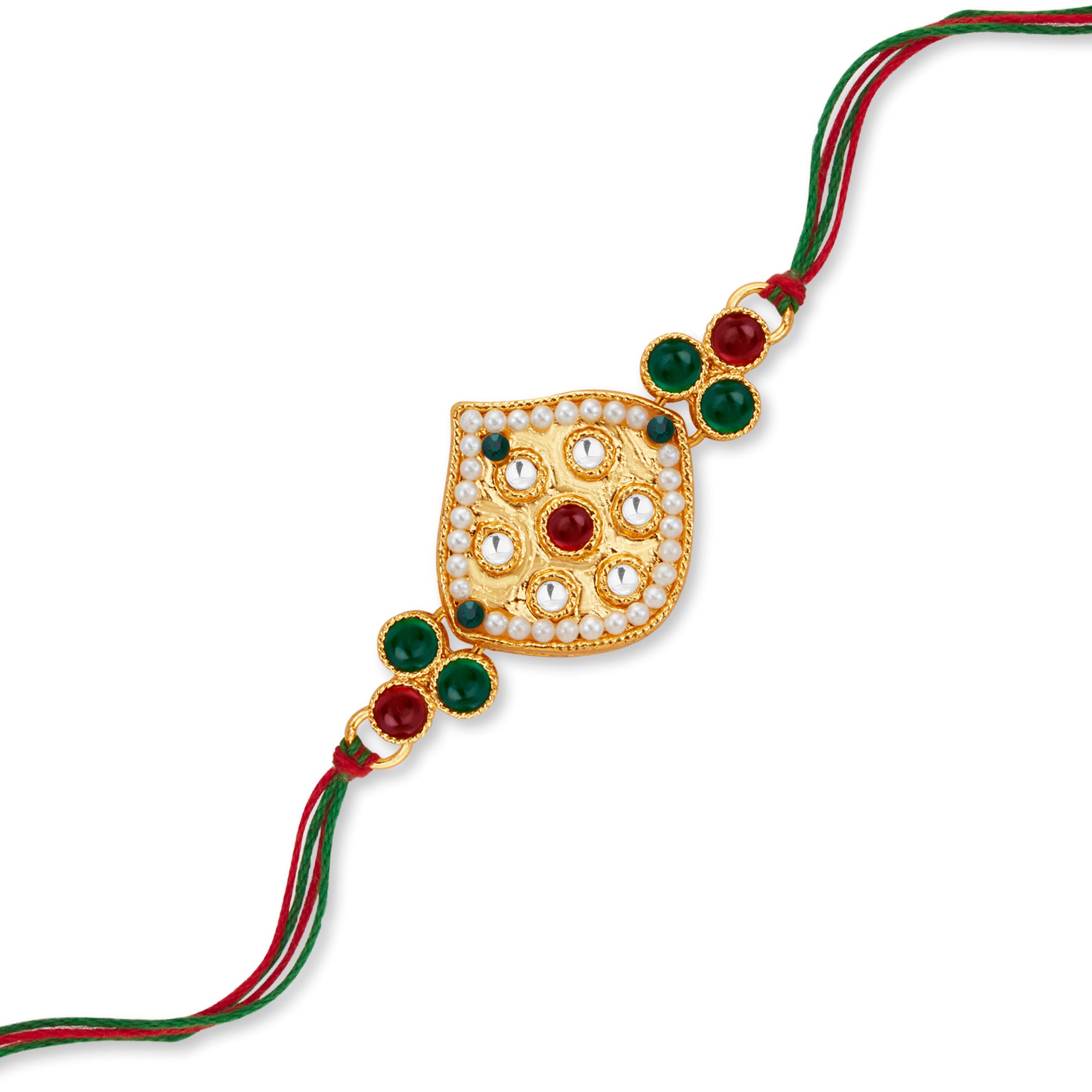 Sukkhi Elegant Gold Plated Rakhi with Roli Chawal and Raksha Bandhan Greeting Card For Men