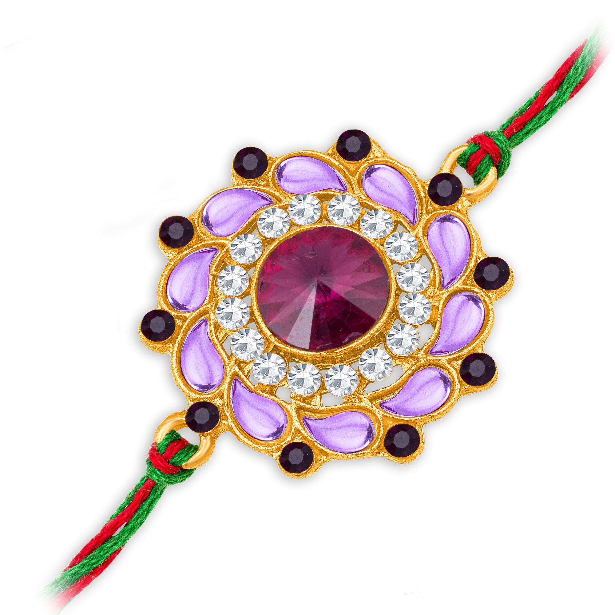 Sukkhi Beautiful Gold Plated Floral Rakhi with Roli Chawal and Raksha Bandhan Greeting Card For Men