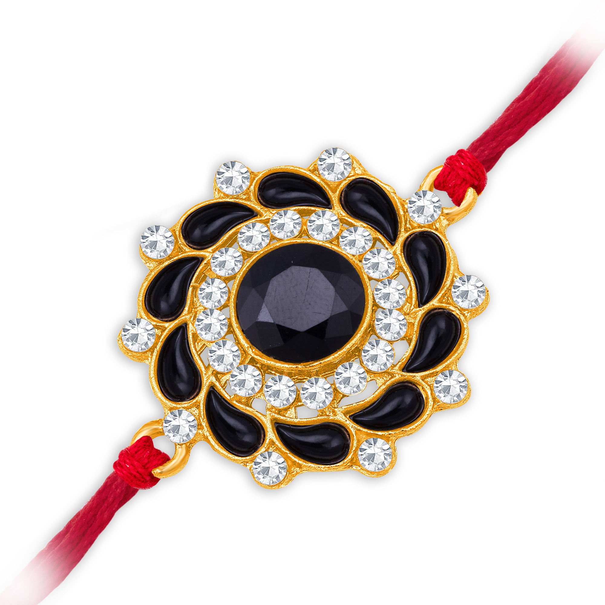Sukkhi Trendy Gold Plated Floral Rakhi with Roli Chawal and Raksha Bandhan Greeting Card For Men