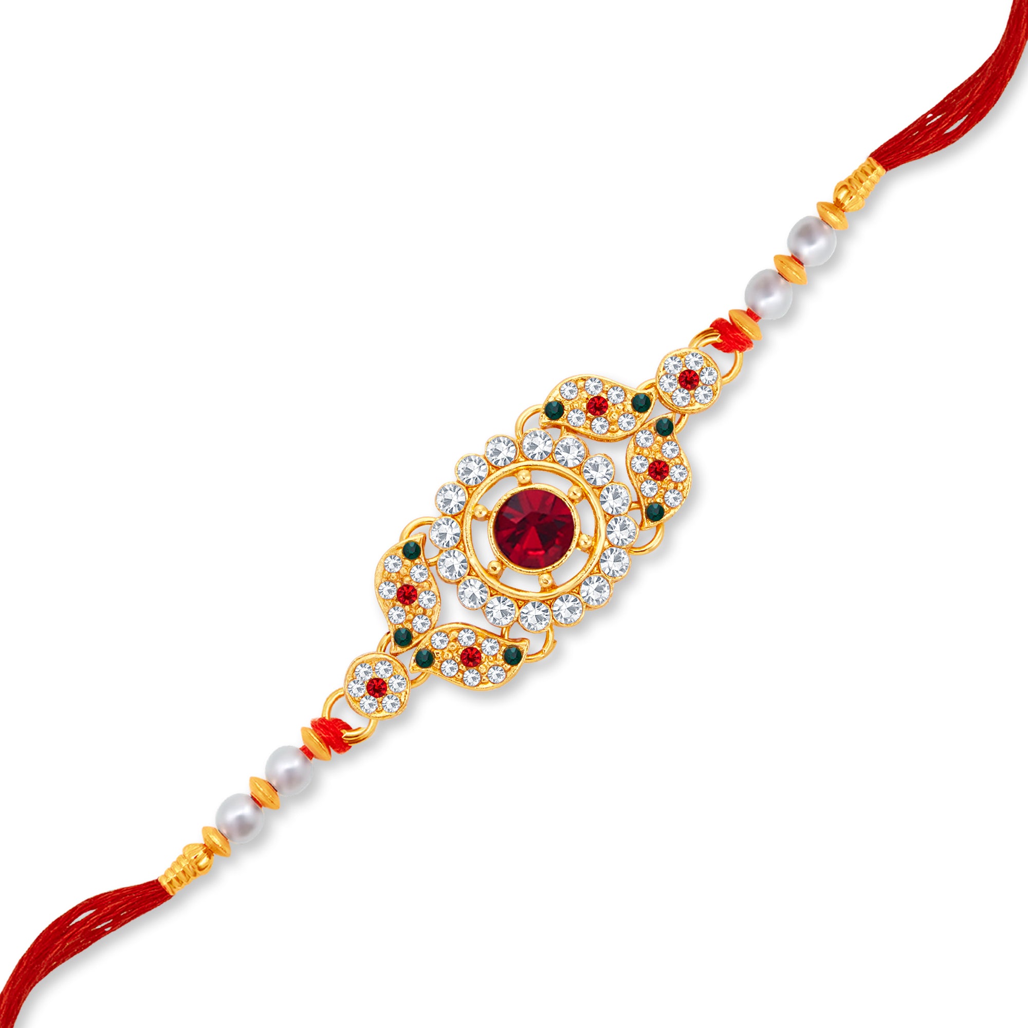 Sukkhi Fancy Gold Plated Rakhi with Roli Chawal and Raksha Bandhan Greeting Card For Men