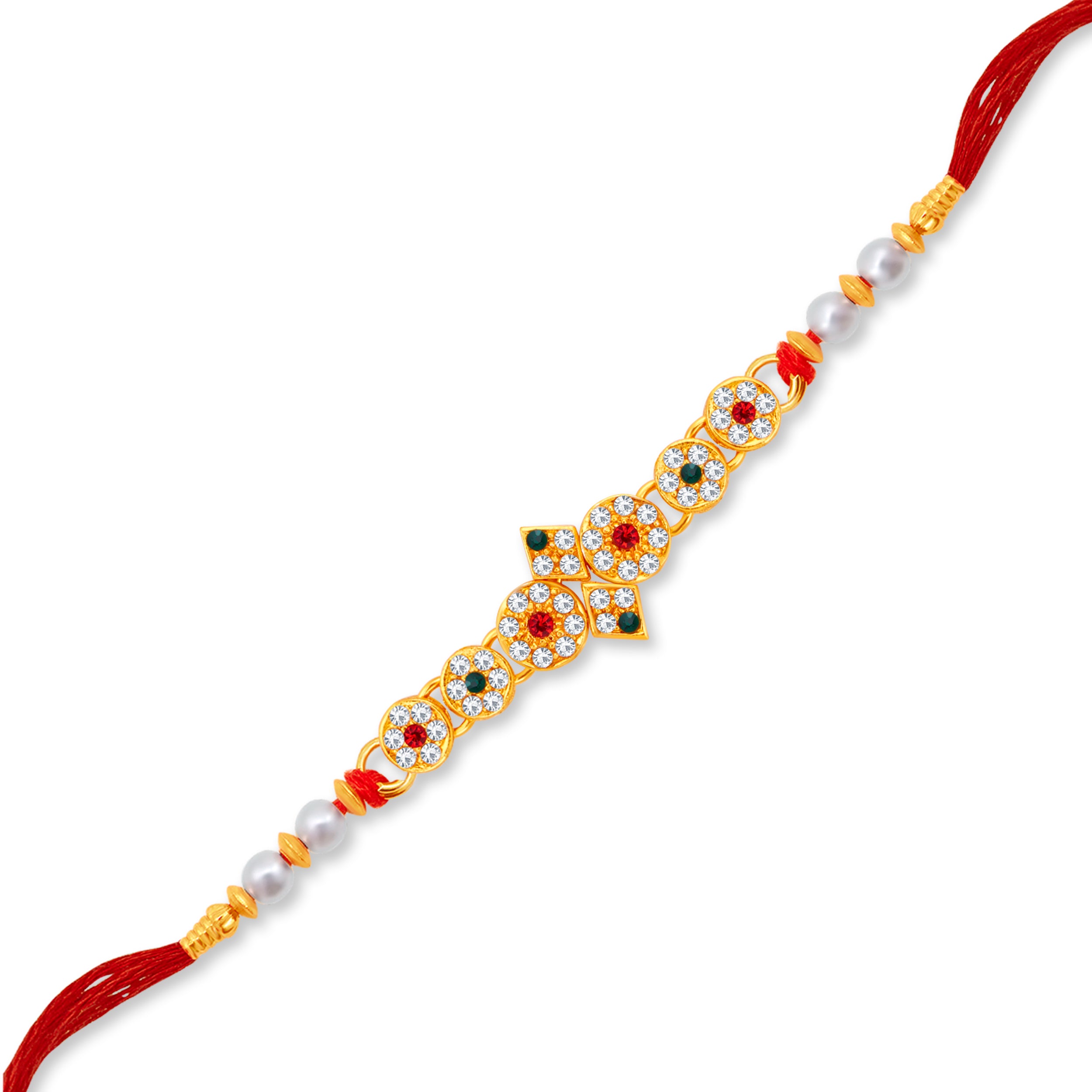 Sukkhi Fashionable Gold Plated Rakhi with Roli Chawal and Raksha Bandhan Greeting Card For Men
