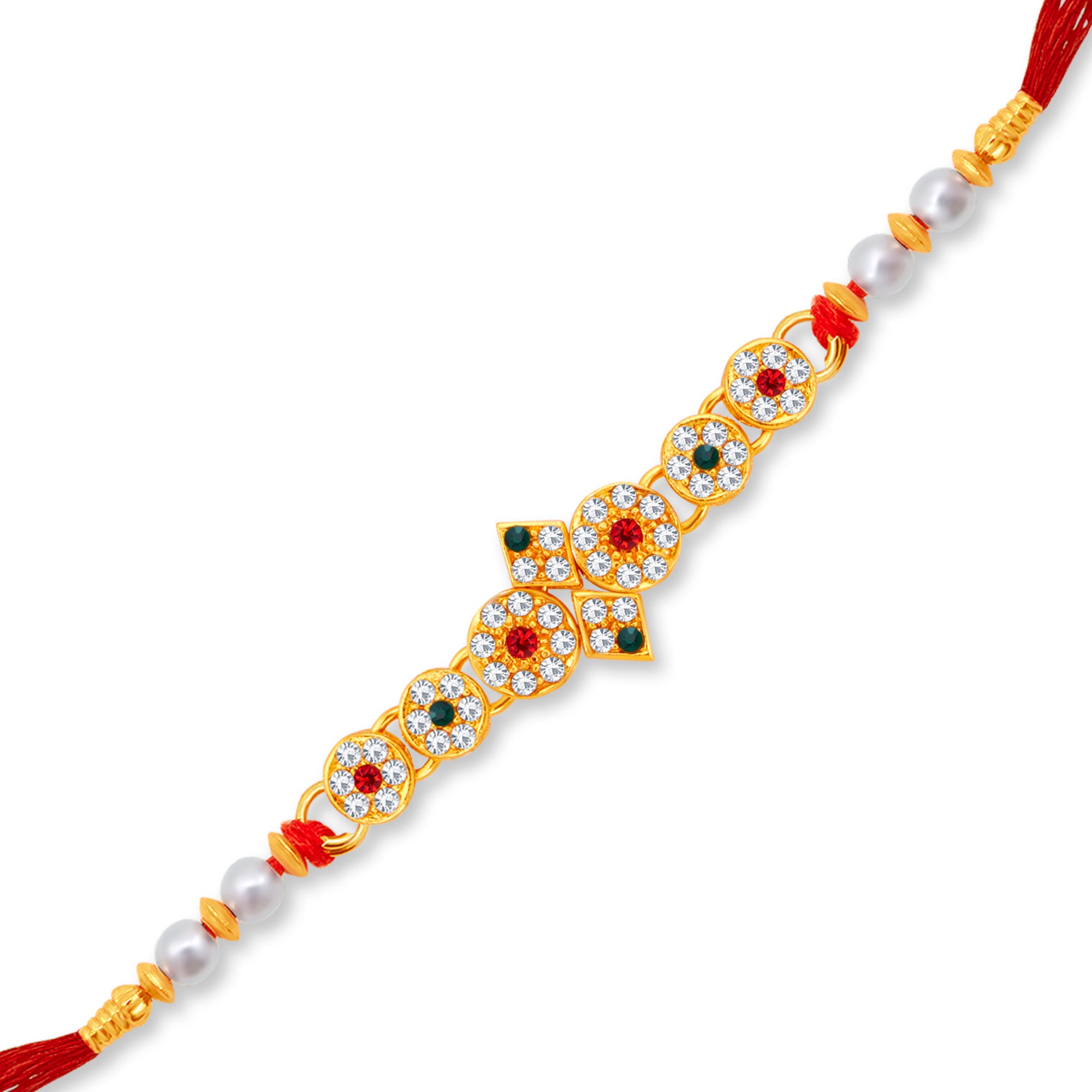 Sukkhi Fashionable Gold Plated Rakhi with Roli Chawal and Raksha Bandhan Greeting Card For Men
