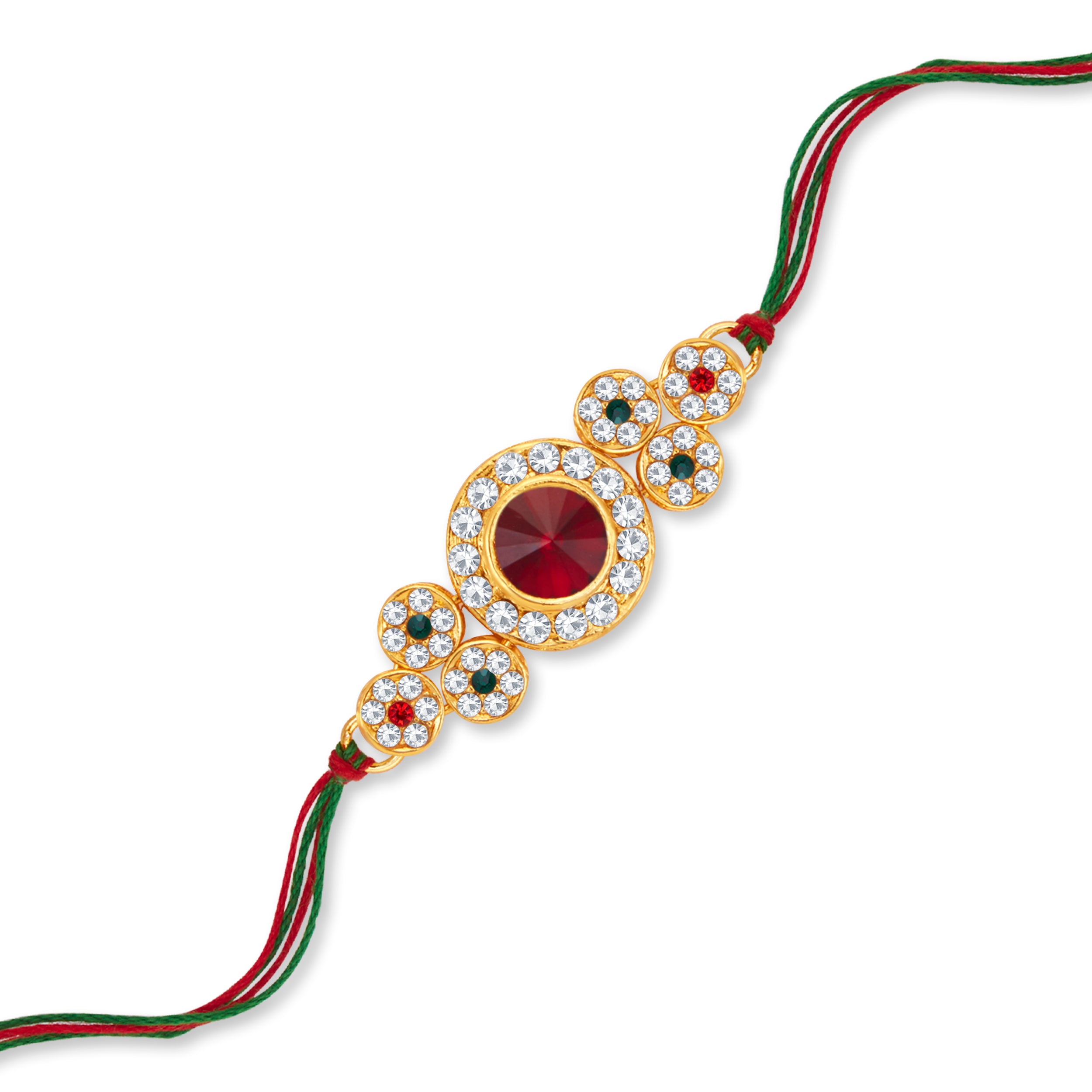 Sukkhi Classic Gold Plated Rakhi with Roli Chawal and Raksha Bandhan Greeting Card For Men
