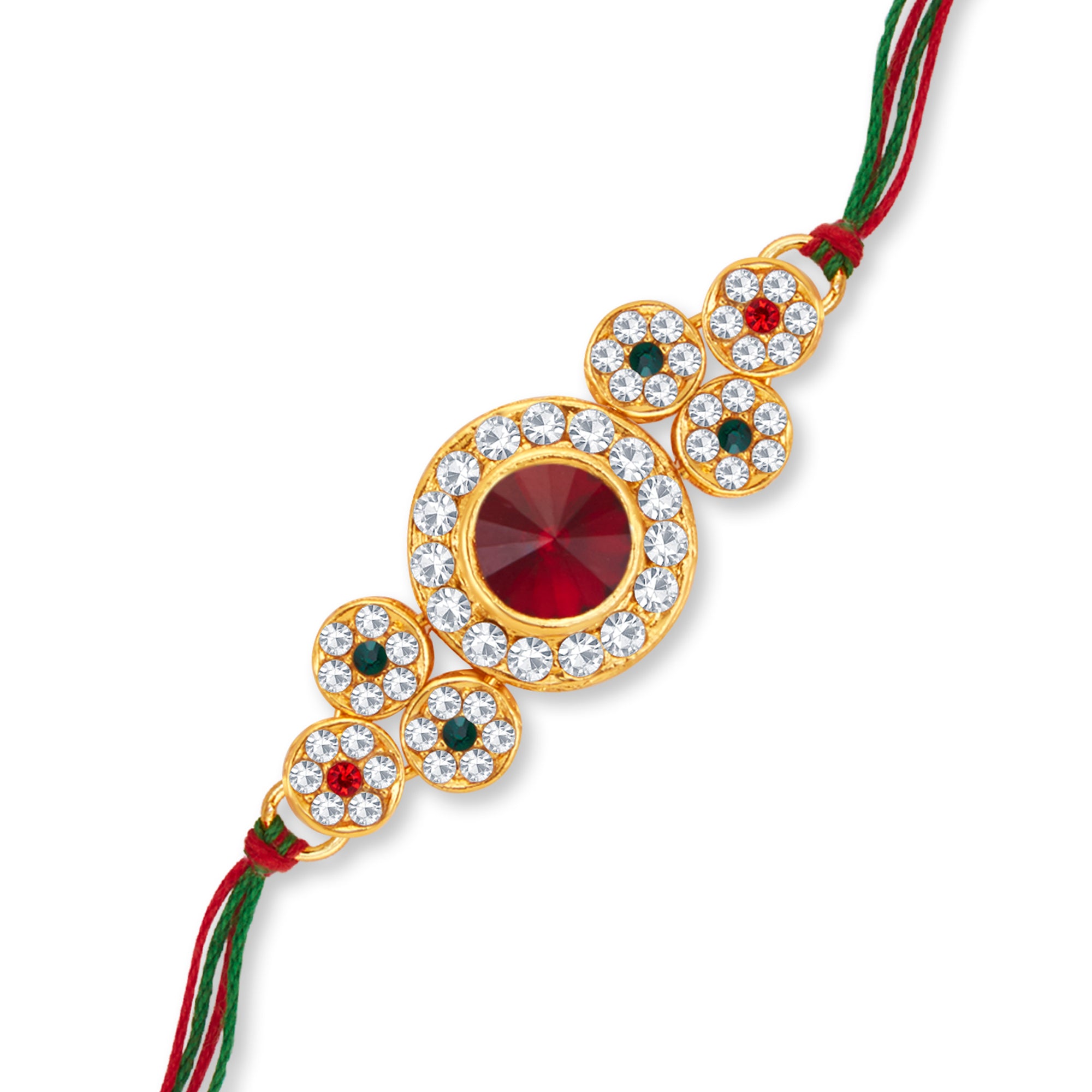 Sukkhi Classic Gold Plated Rakhi with Roli Chawal and Raksha Bandhan Greeting Card For Men