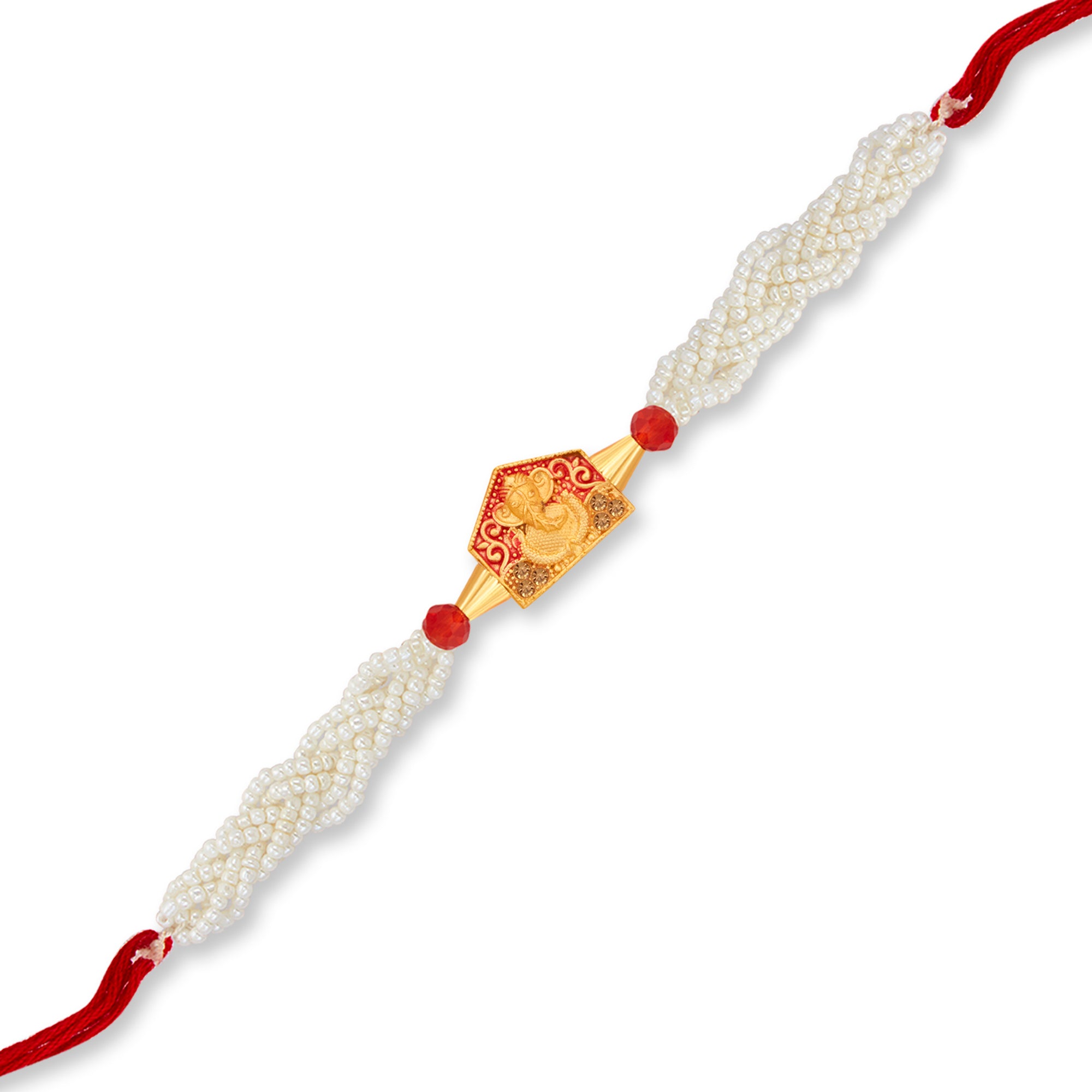 Sukkhi Exclusive Gold Plated Ganesh Rakhi with Roli Chawal and Raksha Bandhan Greeting Card For Men