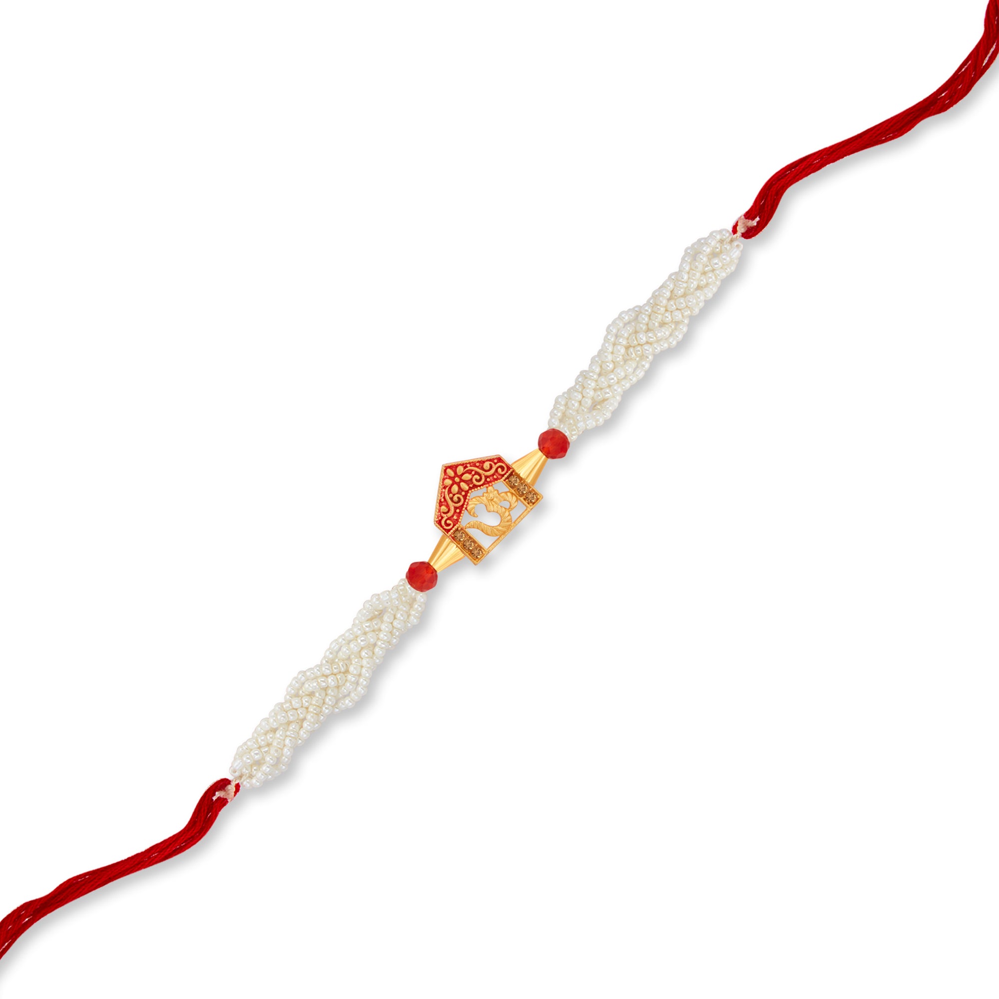 Sukkhi Splendid Gold Plated OM Rakhi with Roli Chawal and Raksha Bandhan Greeting Card For Men
