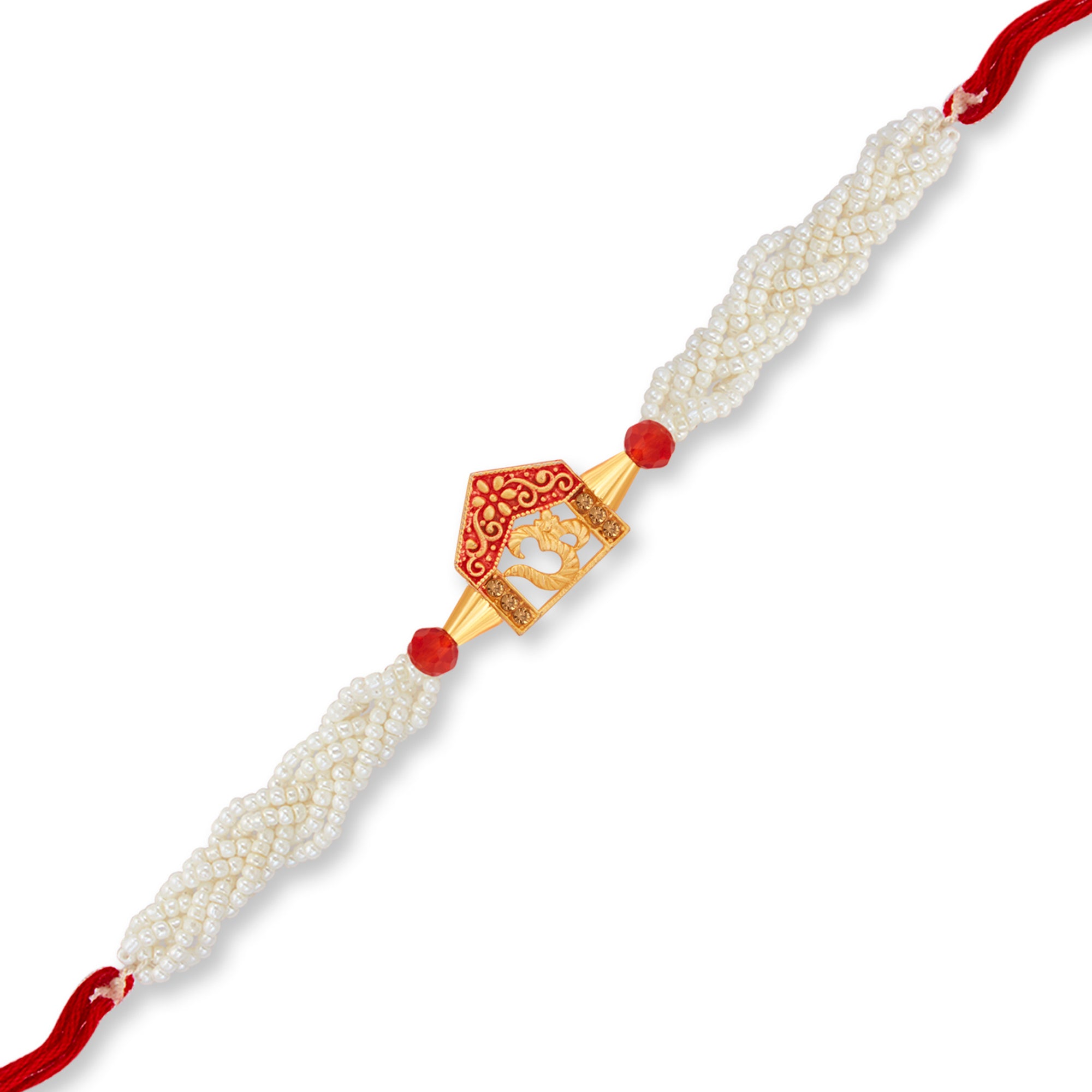 Sukkhi Splendid Gold Plated OM Rakhi with Roli Chawal and Raksha Bandhan Greeting Card For Men