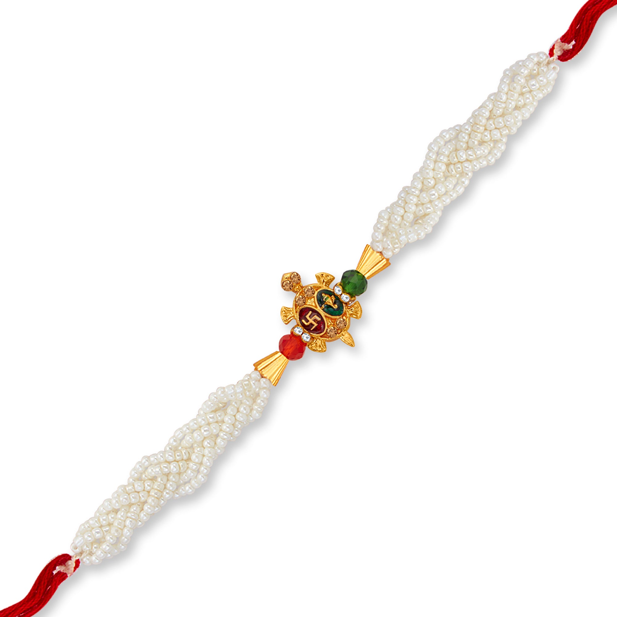 Sukkhi Glorious Gold Plated Turtle Rakhi with Roli Chawal and Raksha Bandhan Greeting Card For Men