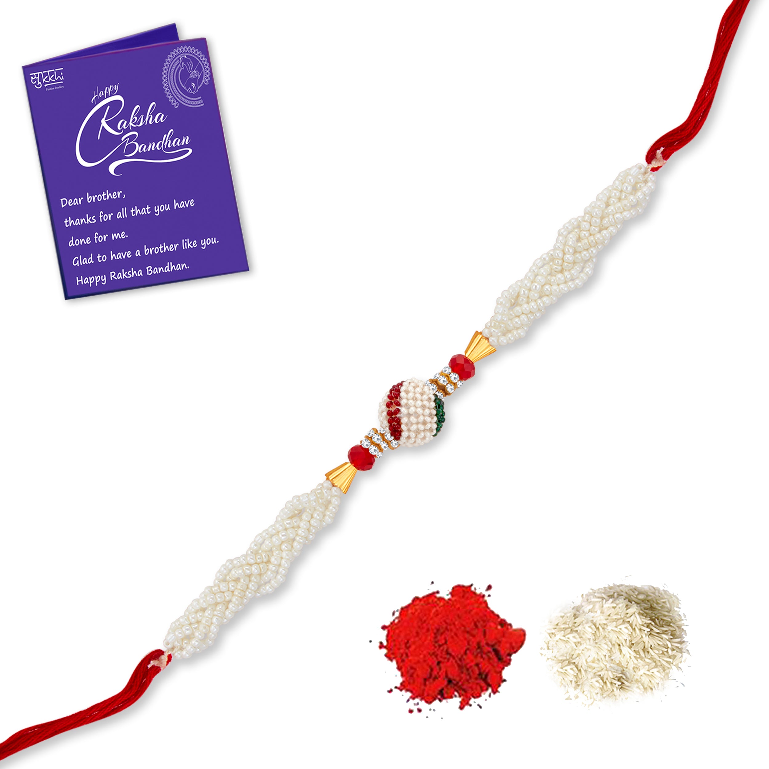 Sukkhi Ethnic Gold Plated Turtle Rakhi with Roli Chawal and Raksha Bandhan Greeting Card For Men