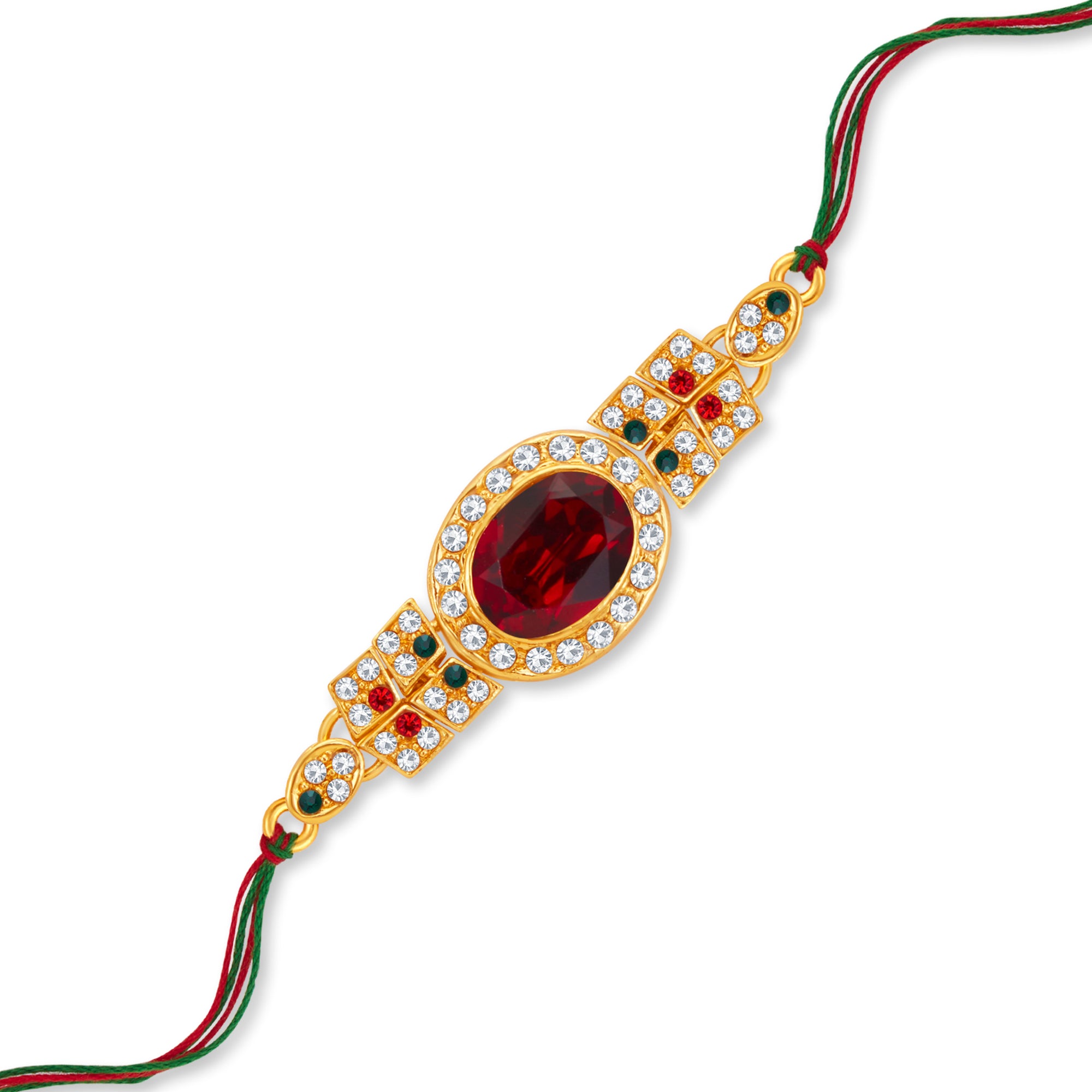 Sukkhi Glitzy Gold Plated Rakhi with Roli Chawal and Raksha Bandhan Greeting Card For Men