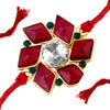 Sukkhi Cluster Gold Plated Red Floral Rakhi with Roli chawal and Greeting Card