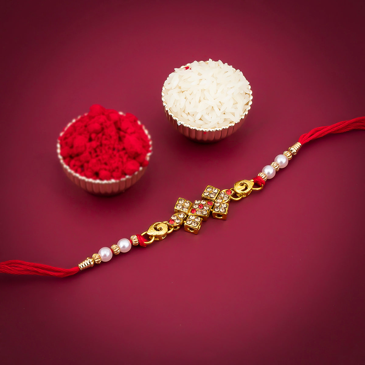 Sukkhi Lavish Gold Plated Rakhi with Roli Chawal and Raksha Bandhan Greeting Card For Men