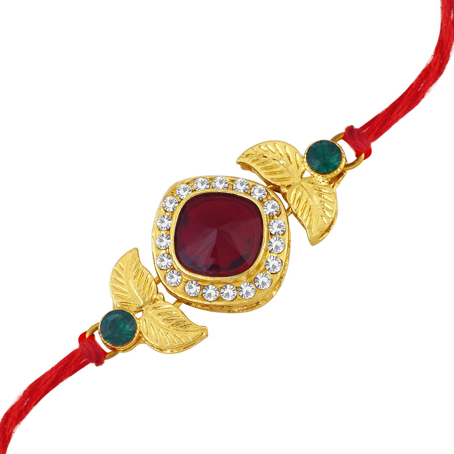 Sukkhi Traditional Gold Plated Raksha Bandhan Special Rakhi with Roli Chawal and Raksha Bandhan Greeting Card For Men