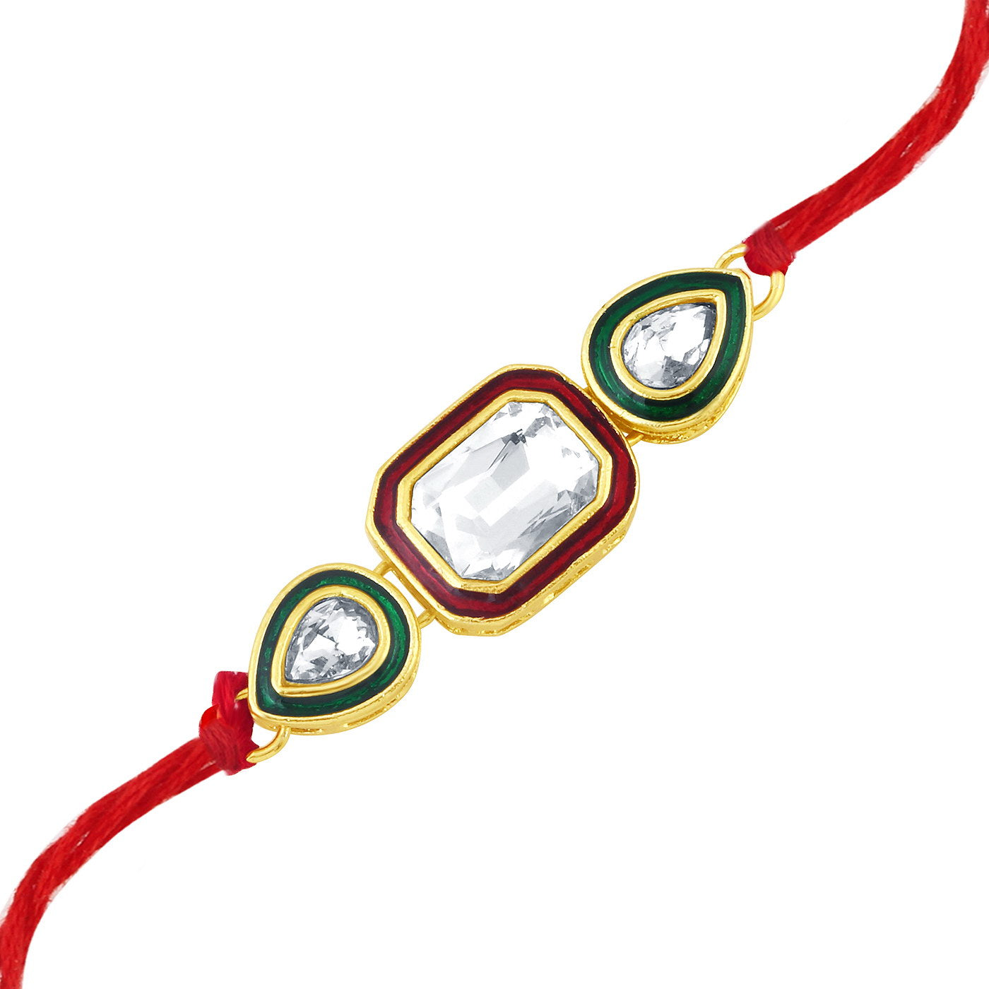 Sukkhi Ritzy Gold Plated Meenakari Rakhi with Roli chawal and Greeting Card