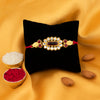 Sukkhi Marquise Gold Plated Floral Rakhi for brother with Roli Chawal and Raksha Bandhan Greeting Card For Men