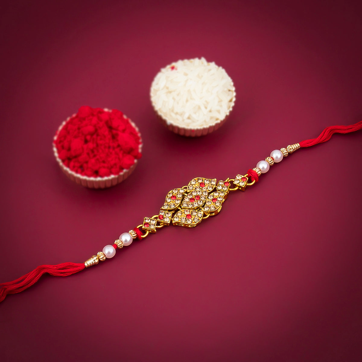 Sukkhi Ravishing Gold Plated Rakhi with Roli Chawal and Raksha Bandhan Greeting Card For Men