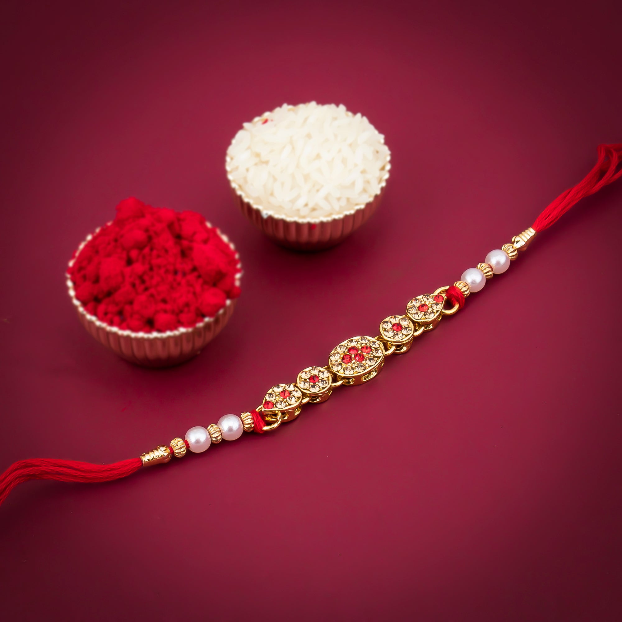 Sukkhi Graceful Gold Plated Rakhi with Roli Chawal and Raksha Bandhan Greeting Card For Men