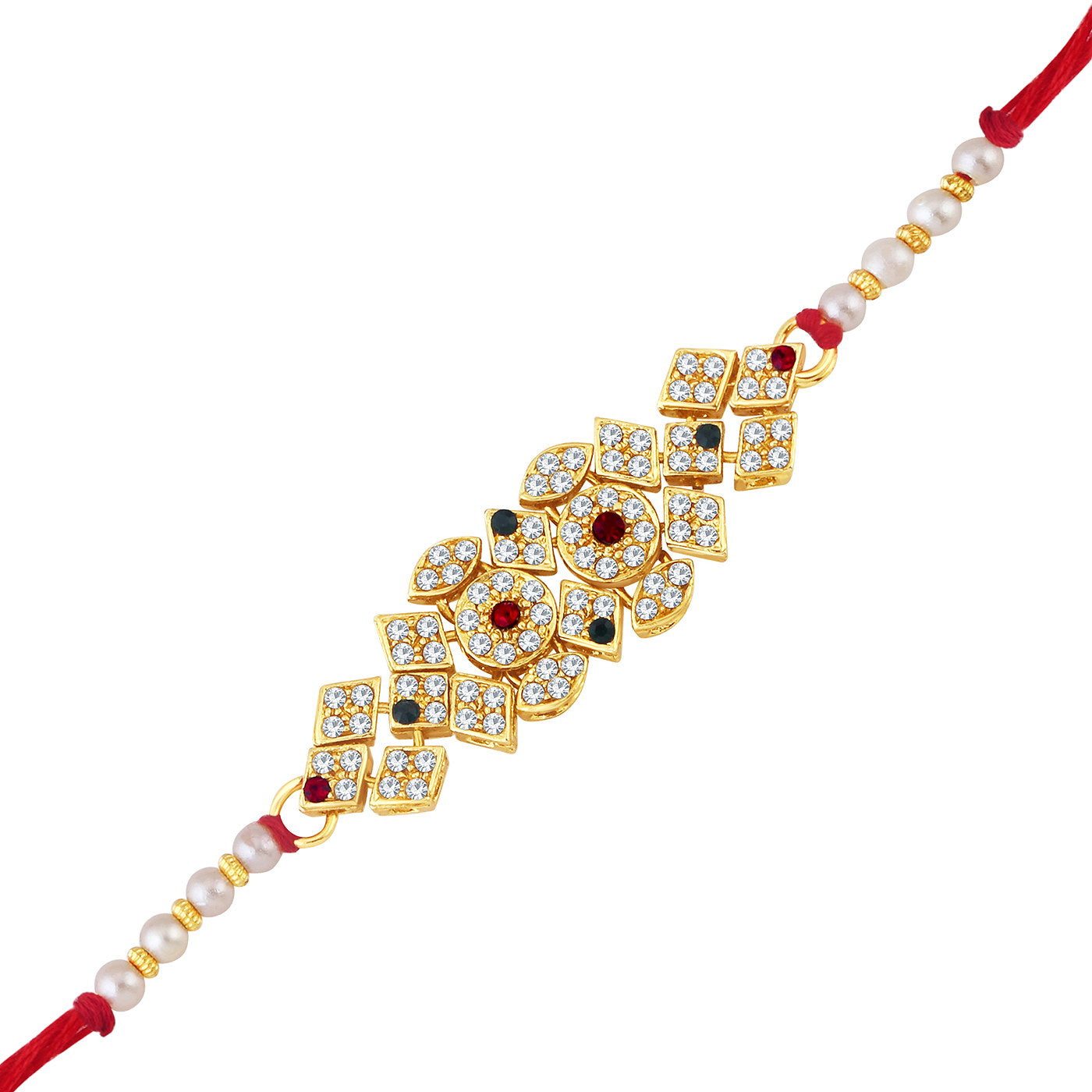 Sukkhi Exquisite Gold Plated Designer Rakhi with Roli Chawal and Raksha Bandhan Greeting Card For Men