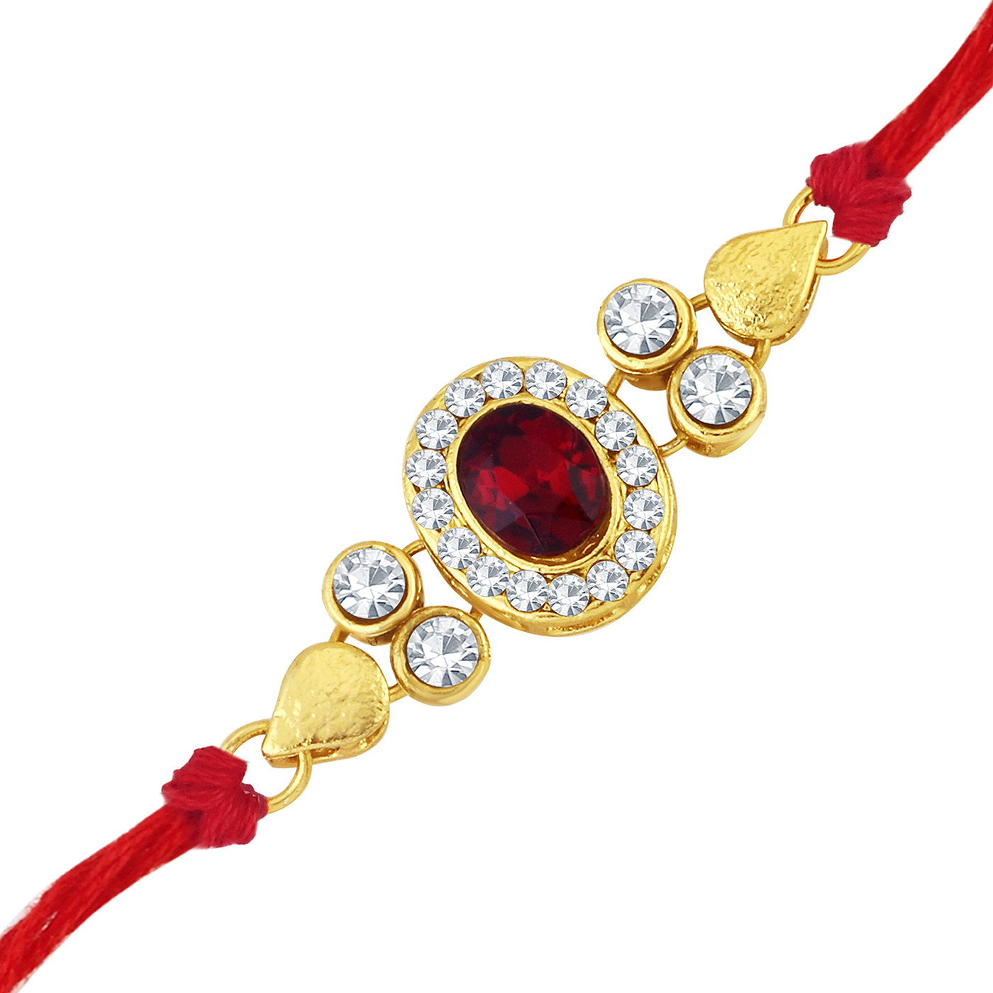 Sukkhi Sparkling Gold Plated Kundan Rakhi with Roli chawal and Greeting Card