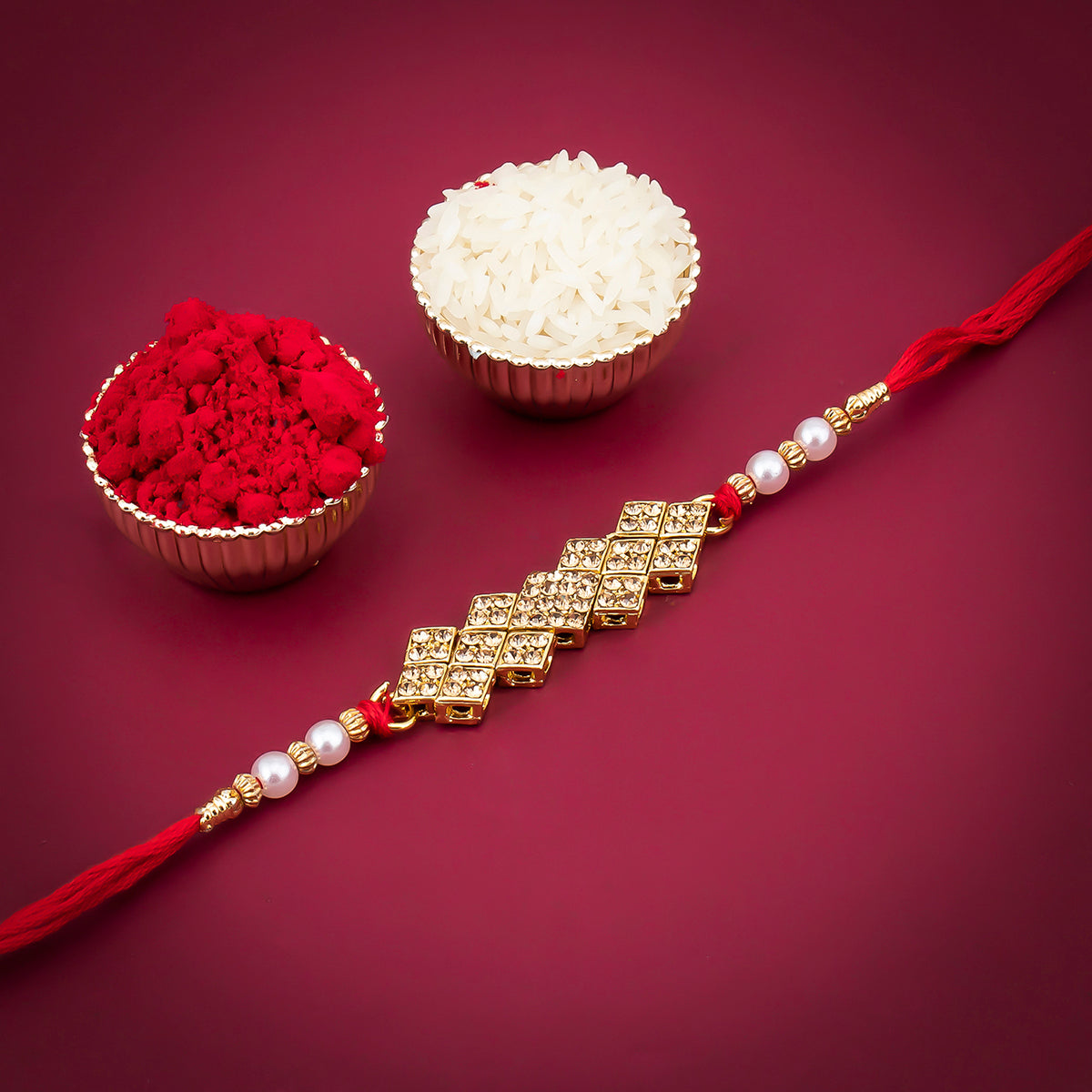 Sukkhi Beguiling Gold Plated Rakhi with Roli Chawal and Raksha Bandhan Greeting Card For Men