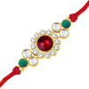 Sukkhi Exquisite Gold Plated Floral Rakhi with Roli Chawal and Raksha Bandhan Greeting Card For Men