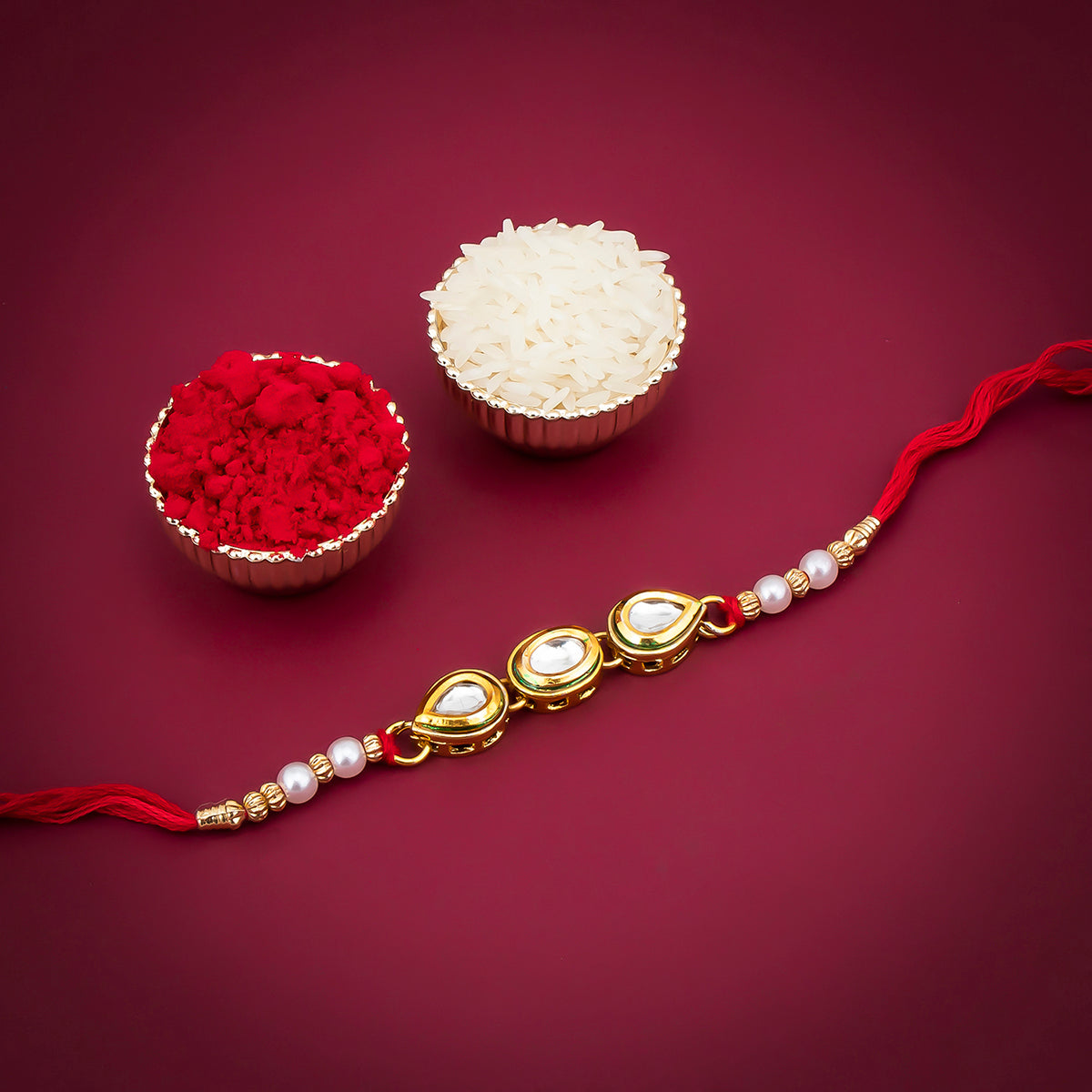 Sukkhi Graceful Gold Plated Designer Rakhi For Brother with Roli Chawal and Raksha Bandhan Greeting Card For Men
