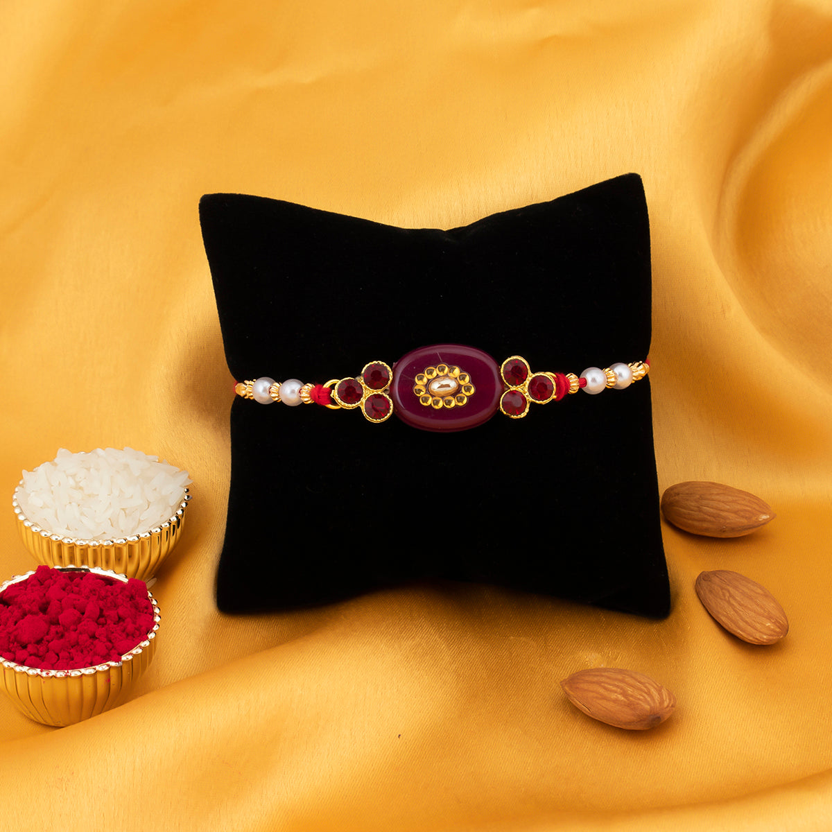 Sukkhi Dazzling Gold Plated Designer Rakhi with Roli Chawal and Raksha Bandhan Greeting Card For Men