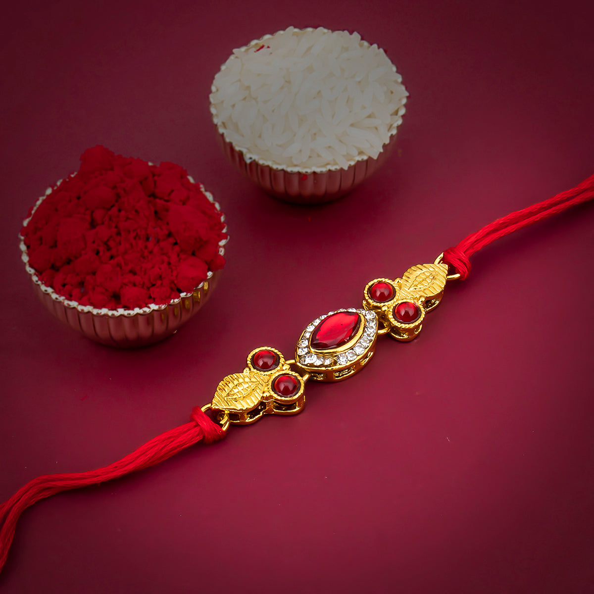 Sukkhi Classic Gold Plated Designer Rakhi with Roli Chawal and Raksha Bandhan Greeting Card For Men
