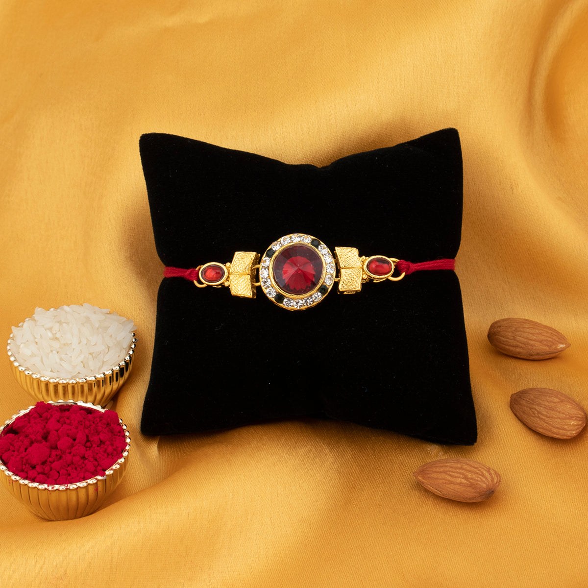 Sukkhi Ritzy Rakhi with Roli Chawal and Raksha Bandhan Greeting Card For Men