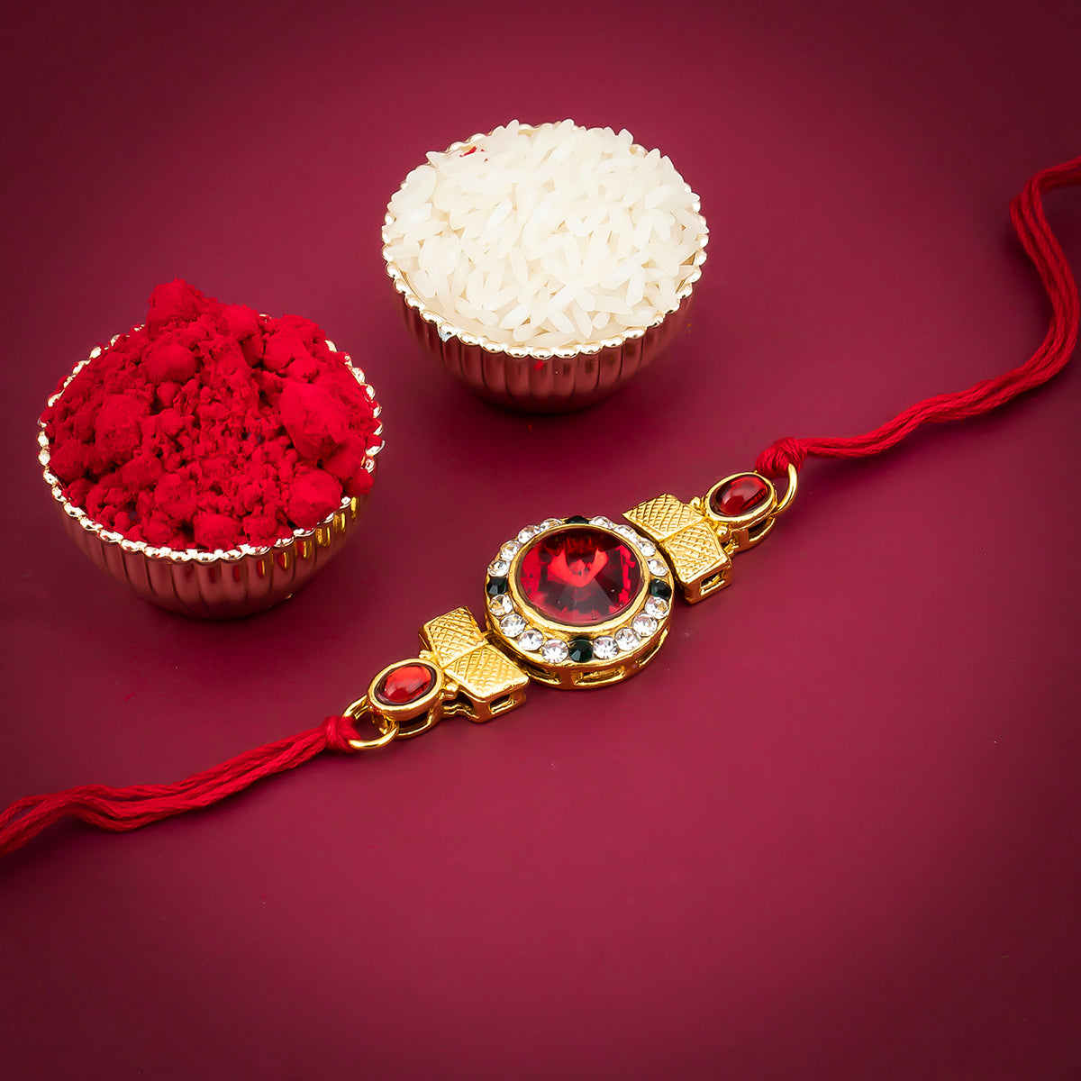 Sukkhi Ritzy Rakhi with Roli Chawal and Raksha Bandhan Greeting Card For Men
