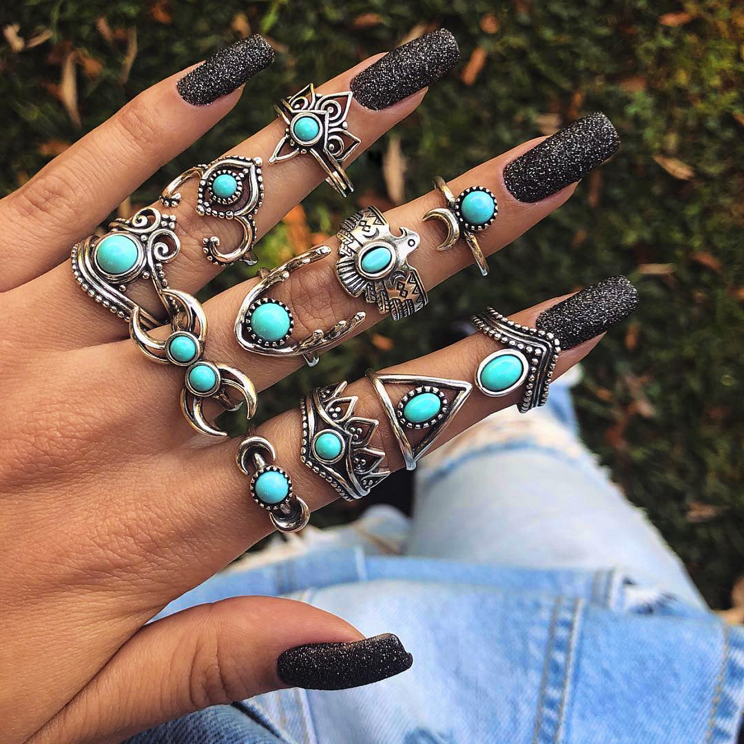 Scintillare by Sukkhi Youthful Crown & Geometric Design Oxidised Ring Combo for Women