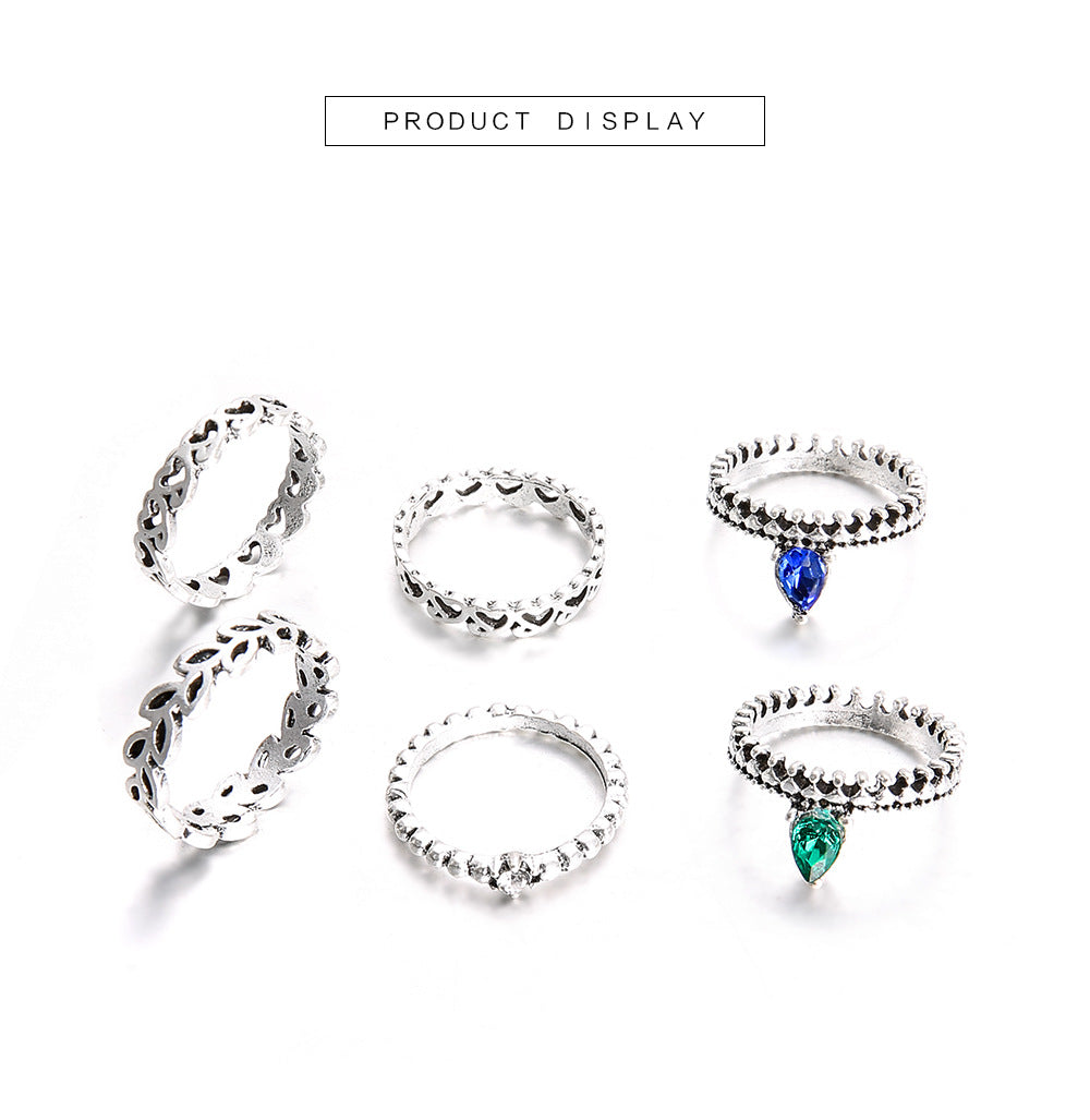 Scintillare by Sukkhi Excellent Heart Design Oxidised Ring Combo for Women