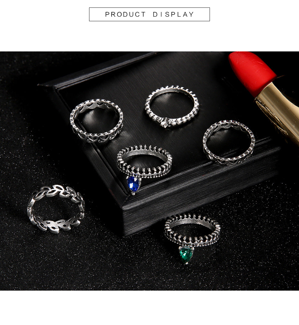 Scintillare by Sukkhi Excellent Heart Design Oxidised Ring Combo for Women