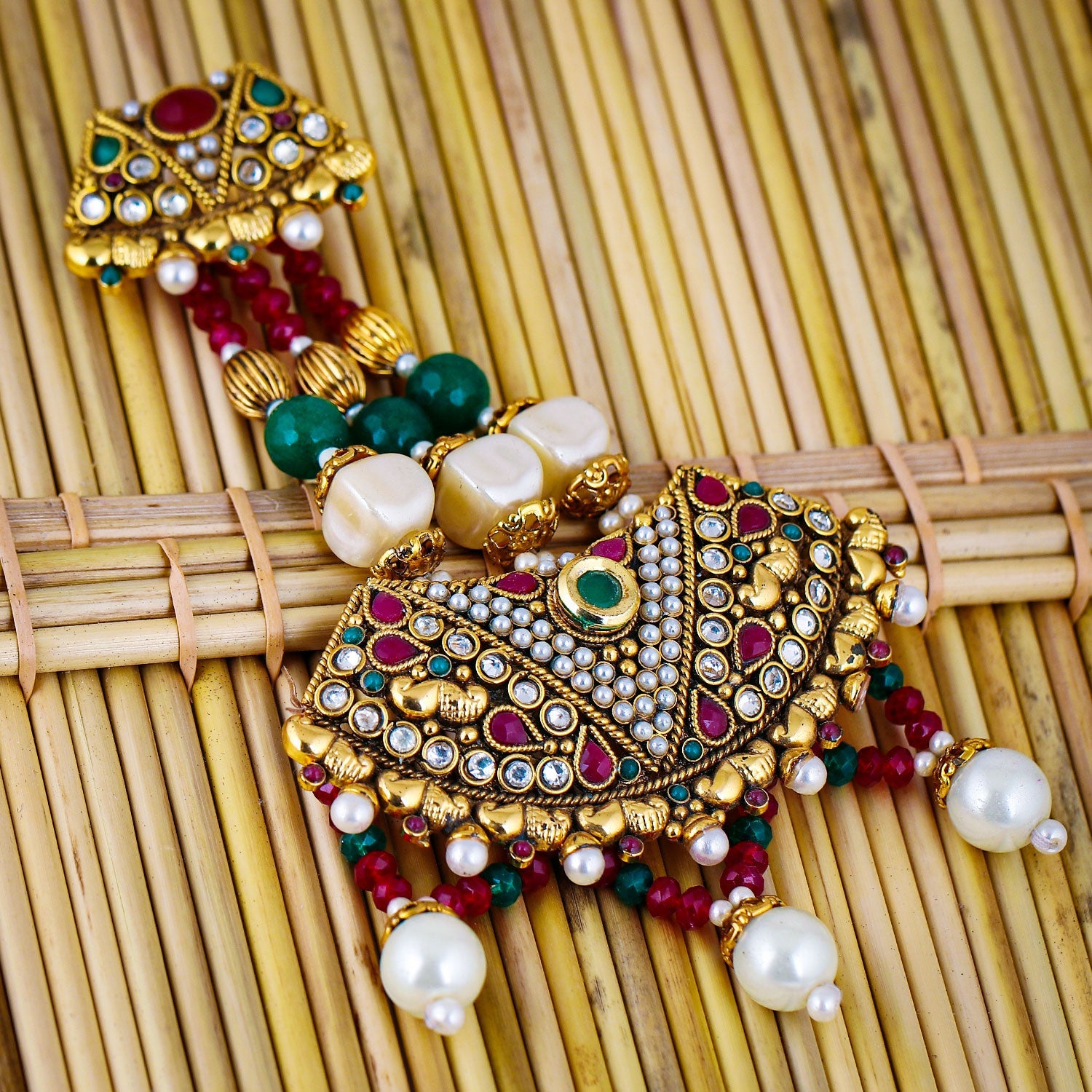 Sukkhi Pleasing Gold Plated Kundan & Pearl Passa For Women