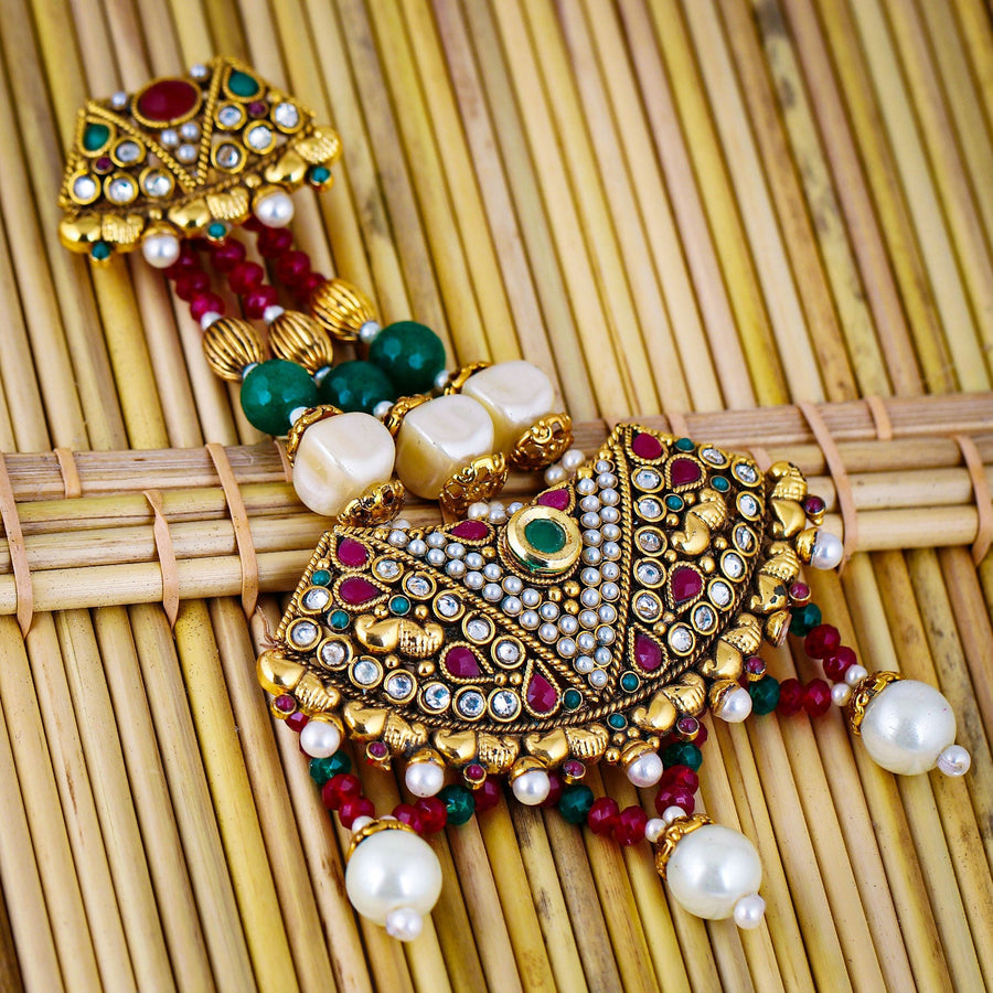 Sukkhi Pleasing Gold Plated Kundan & Pearl Passa For Women