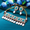 Sukkhi Multi Rhodium Plated Kundan & Pearl & CZ Choker Necklace Set For Women