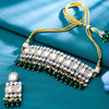 Sukkhi Green Rhodium Plated Kundan & Pearl Choker Necklace Set For Women