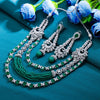 Sukkhi Green Rhodium Plated CZ & Pearl Peacock Necklace Set For Women