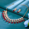 Sukkhi Ruby Gold Plated CZ & Pearl Choker Necklace Set For Women