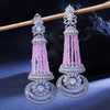 Sukkhi Pink Rhodium Plated CZ & Pearl Jhumki Earring For Women