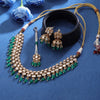 Sukkhi Green Gold Plated Kundan & Pearl Choker Necklace Set For Women