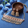 Sukkhi Cream Gold Plated Kundan & Pearl Choker Necklace Set For Women