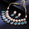 Sukkhi Blue Gold Plated Kundan & CZ Choker Necklace Set For Women