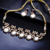 Sukkhi Blue Gold Plated CZ & Pearl Choker Necklace Set For Women