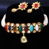 Sukkhi Multi Gold Plated Kundan & Pearl Choker Necklace Set For Women