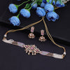 Sukkhi Pink Gold Plated Kundan & CZ Choker Necklace Set For Women