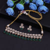 Sukkhi Green Gold Plated Kundan & CZ Choker Necklace Set For Women