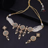 Sukkhi Golden Gold Plated Kundan & CZ & Pearl Choker Necklace Set For Women