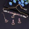 Sukkhi Pink Gold Plated Kundan & CZ & Pearl Choker Necklace Set For Women